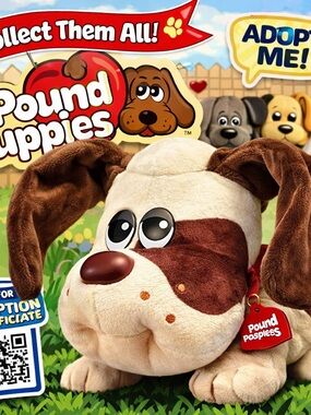 Plush Dog Toy - Cream & Brown